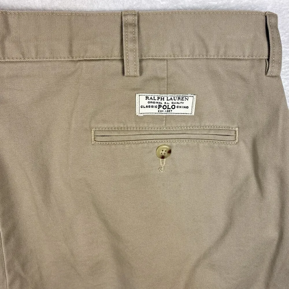 VTG Polo Ralph Lauren Shorts Mens 40 Khaki Andrew Pleated Preppy Classic 90s